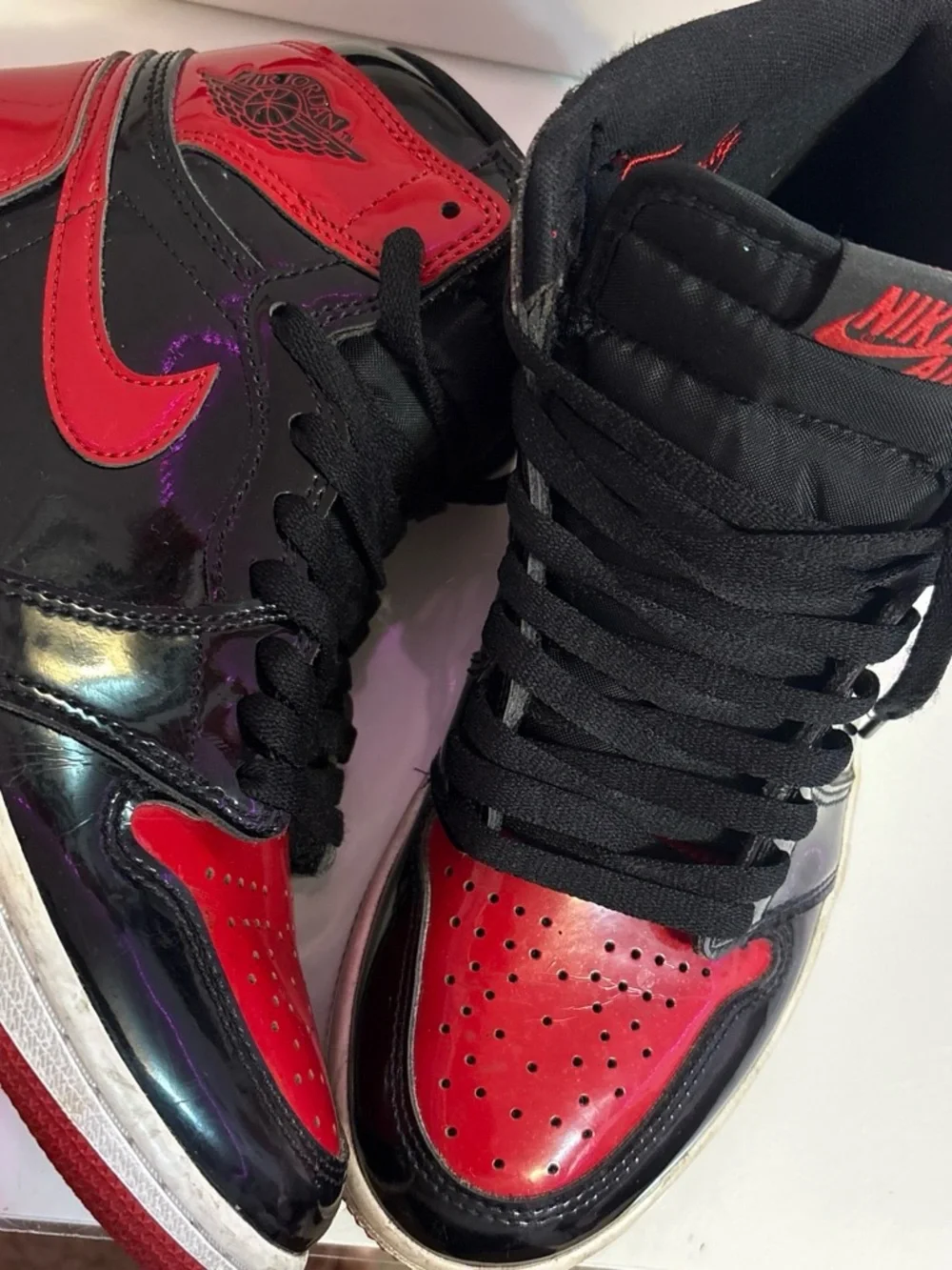 Nike Black and Red High-Top Sneakers